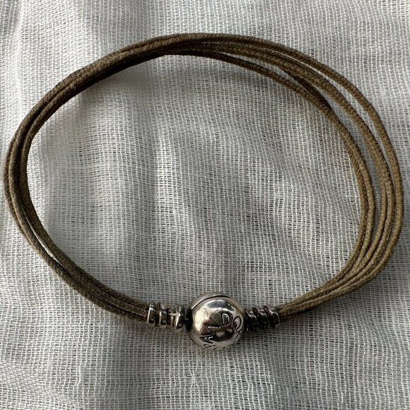 Authentic PANDORA Multi Strand Cord Bracelet - Approx. 7.25" (side to side) - Picture 3 of 14